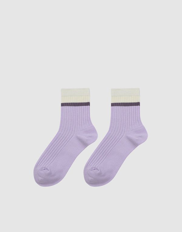 Color Block Ribbed Socks