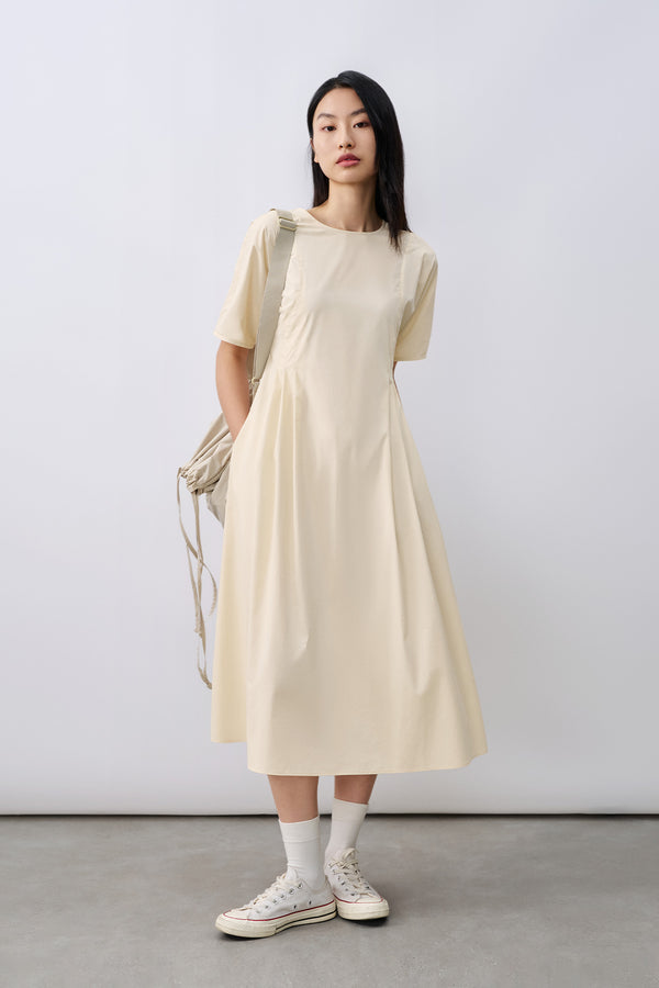 Crew Neck Midi Skater Dresses