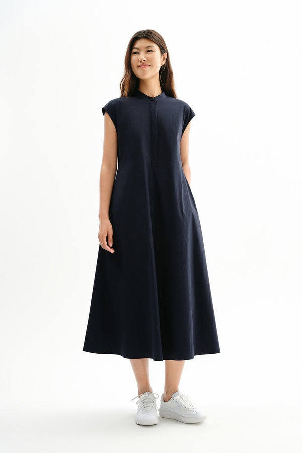 Sleeveless Stand Collar A-Line Dresses