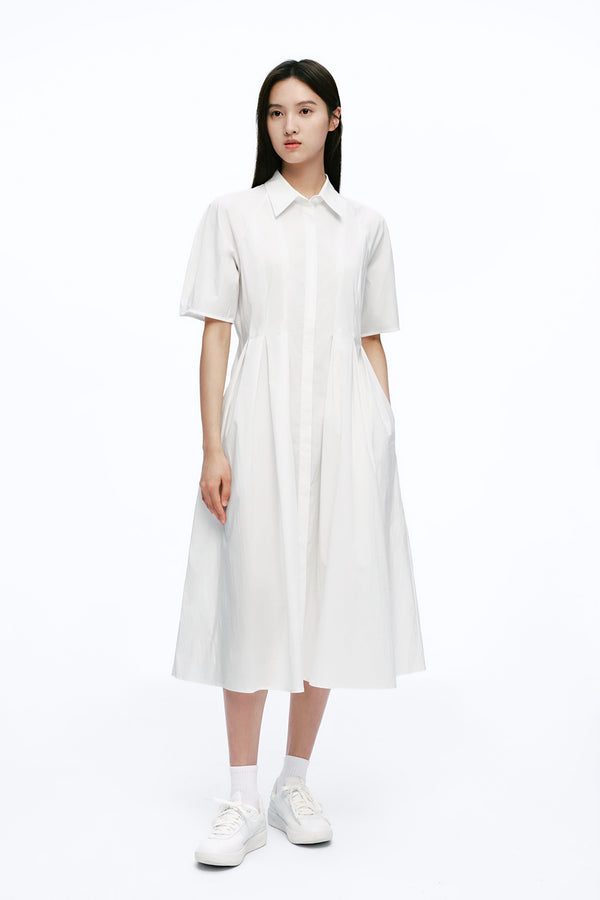 Short Sleeve Shirt Collar Skater Dresses