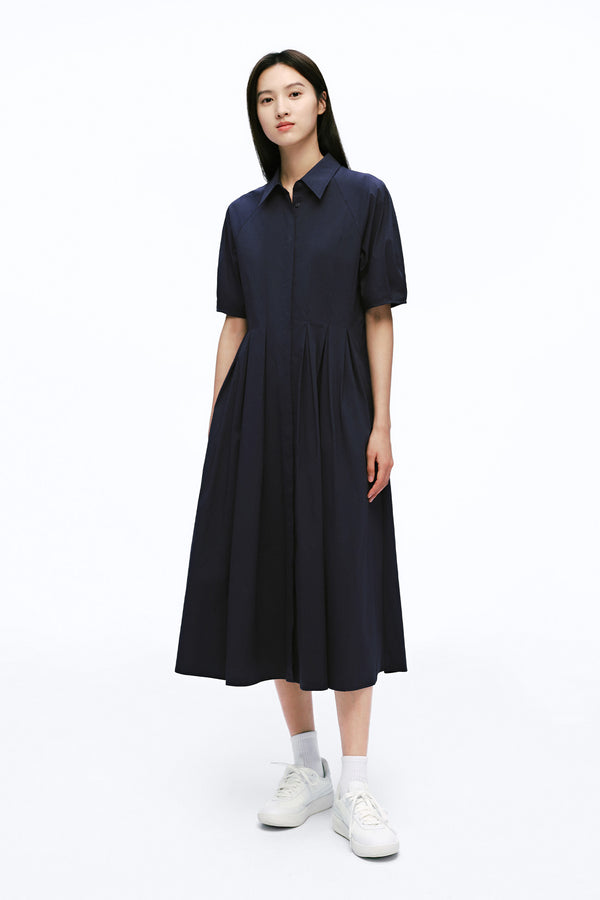 Short Sleeve Shirt Collar Skater Dresses