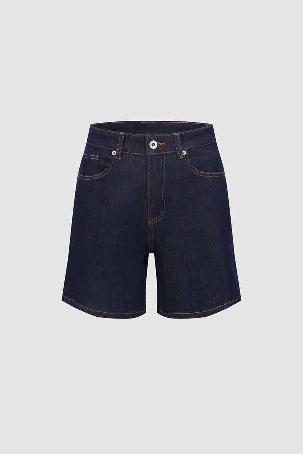 Mid-Length Denim Shorts