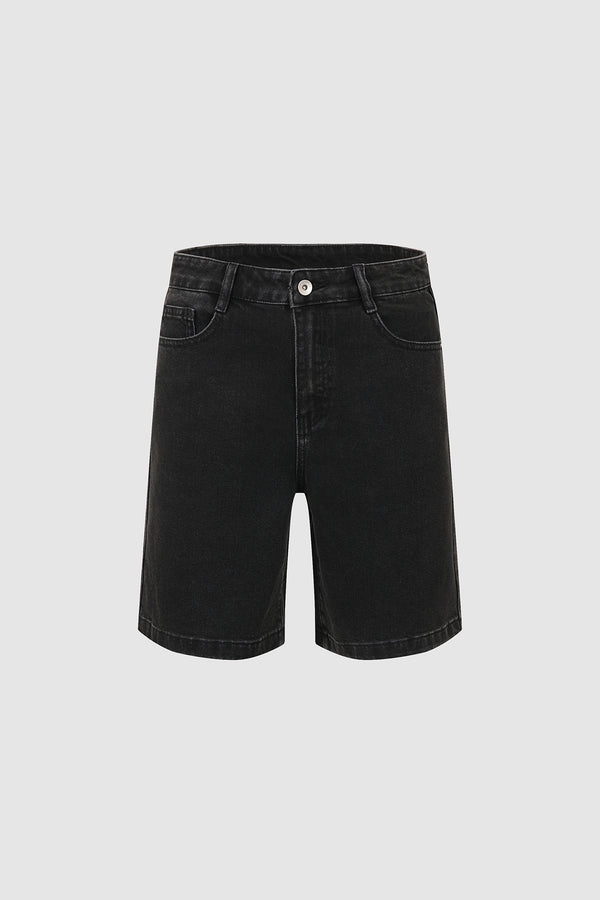Mid-Length Denim Shorts
