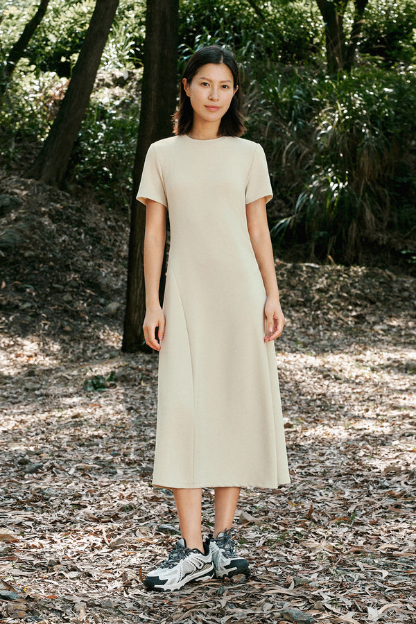 Crew Neck Short Sleeve Skater Dresses