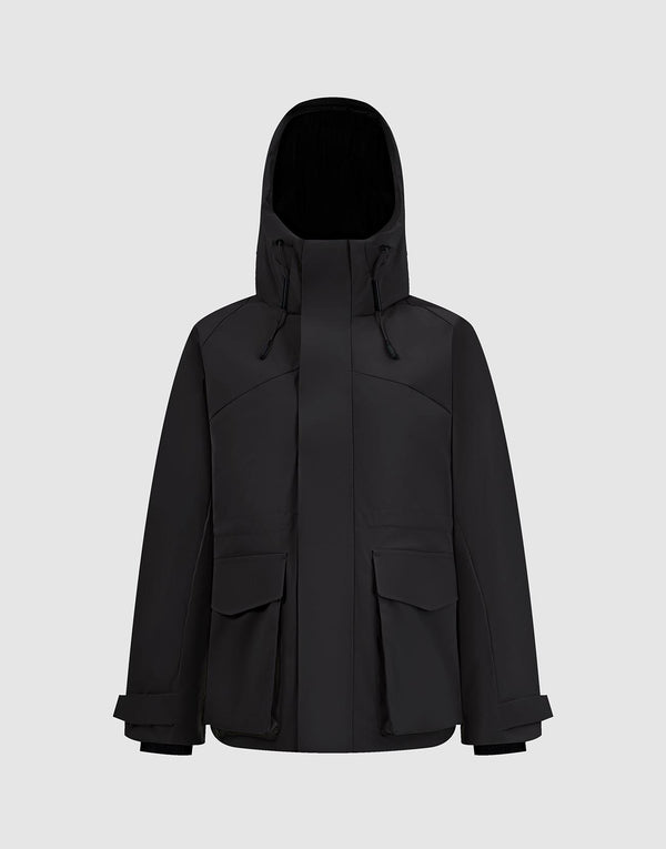 Flap Pockets Hooded Down Jackets