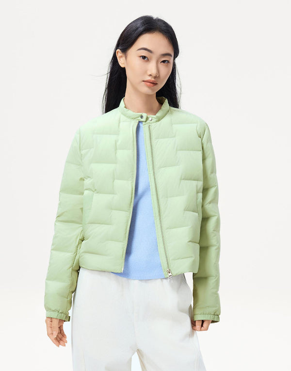 Crew Neck Zip Down Jackets