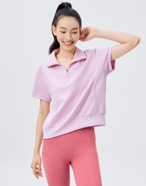 Half-Zip Stand Collar T-Shirts