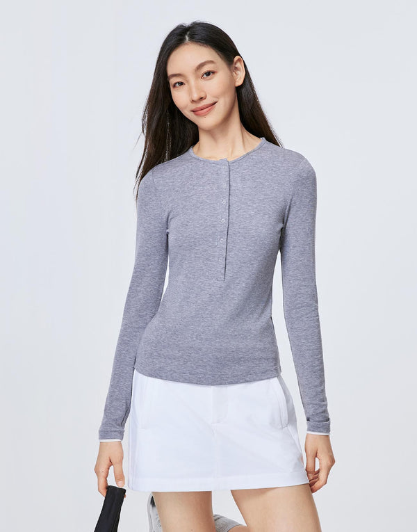Henley Neck Long Sleeve T-Shirts