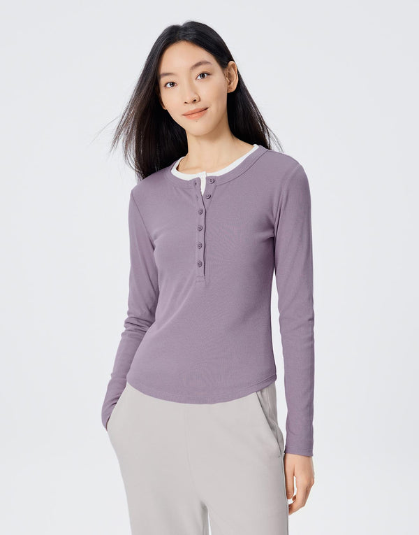 Henley Neck Long Sleeve T-Shirts