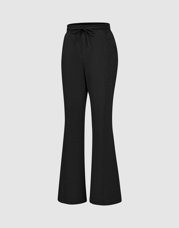 Stitch Seam Drawstring Pull On Flare Pants