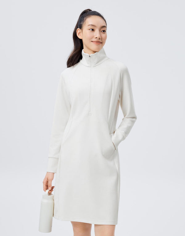 Half Zip Straight Midi Dresses