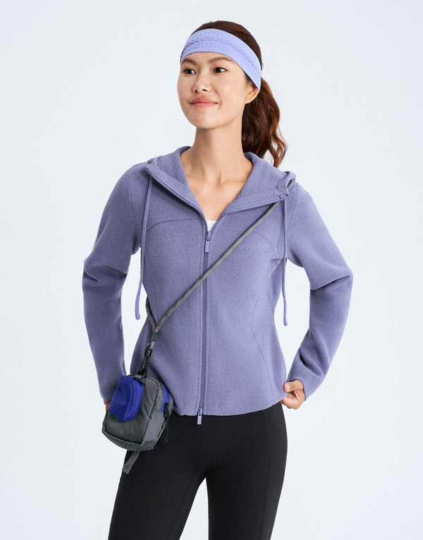 Hooded Drawstring Zip Up Knitted Cardigans