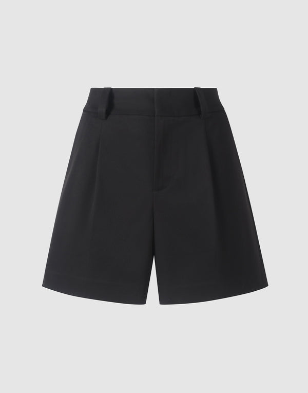 Pleated Wide-Leg Shorts