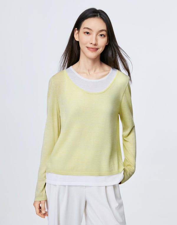 2 In1 Long Sleeve Knitted T-Shirts
