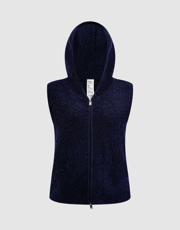 Collared Sleeveless Knitted Cardigans
