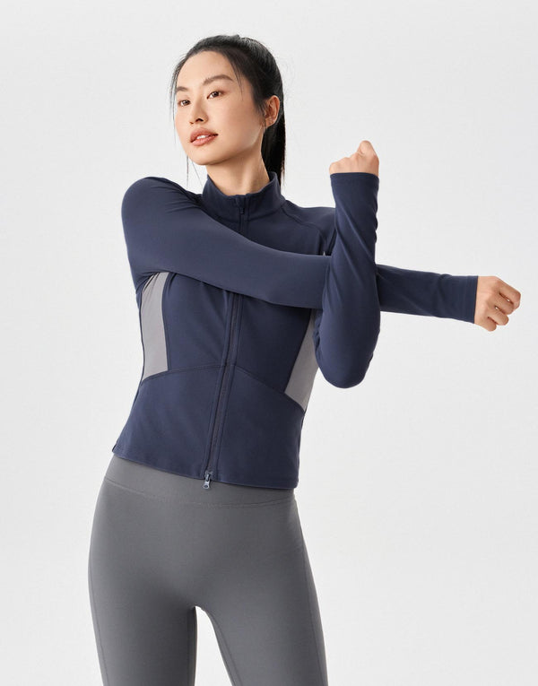 Contrast Color Full-Zip Stretch Jackets