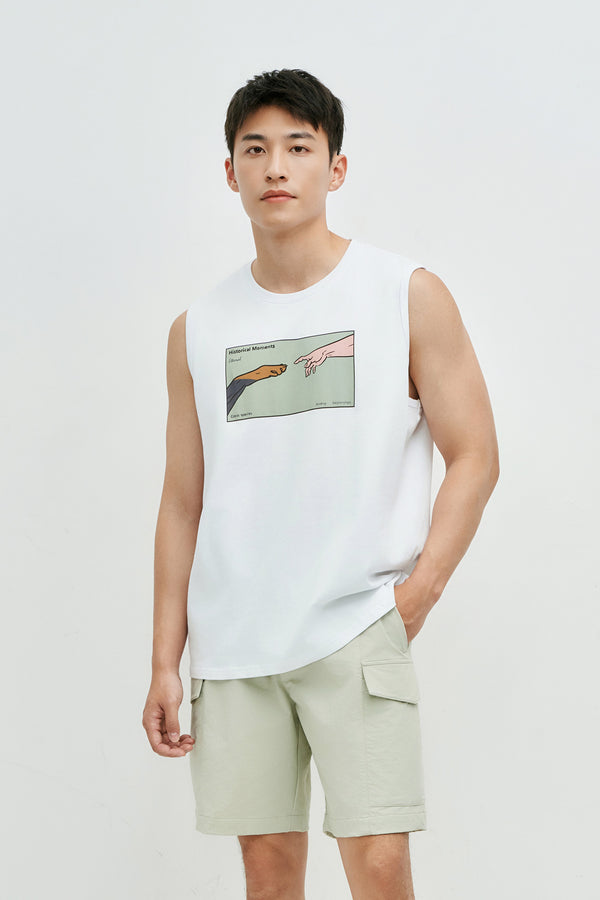 Crew Neck Printed Tank Tops