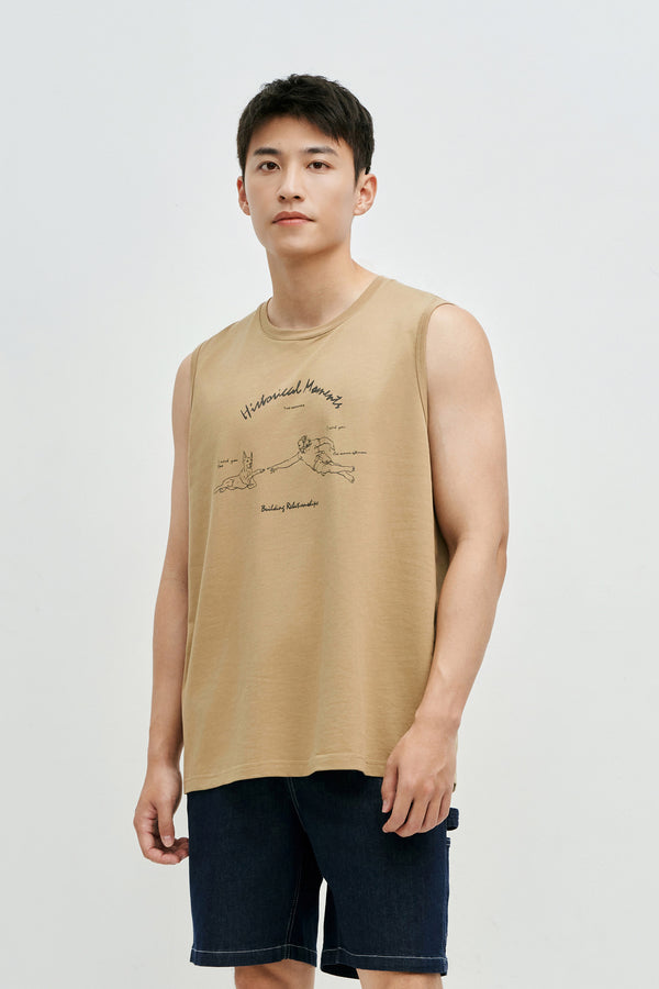 Crew Neck Printed Tank Tops