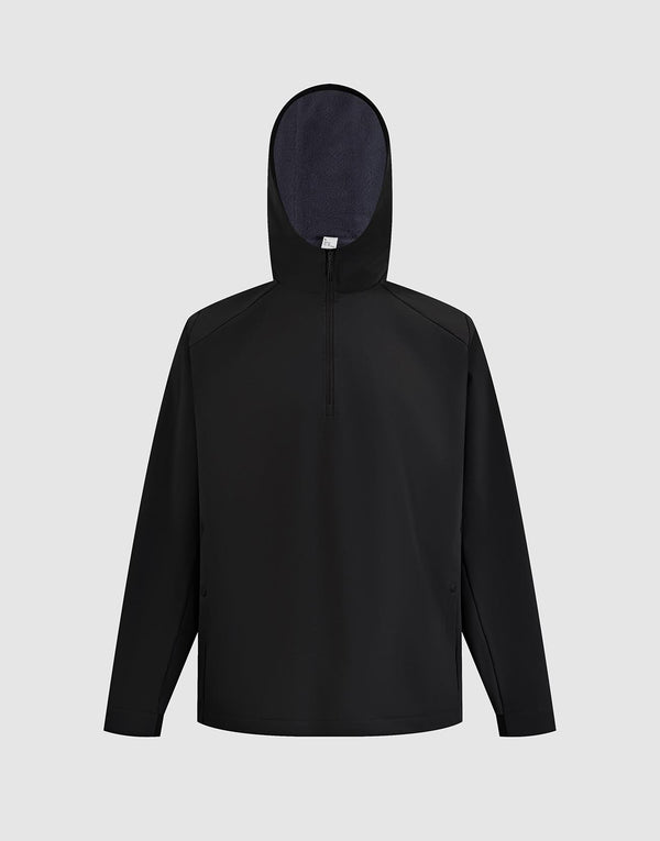 Hooded Half Zip Long Sleeve T-Shirts