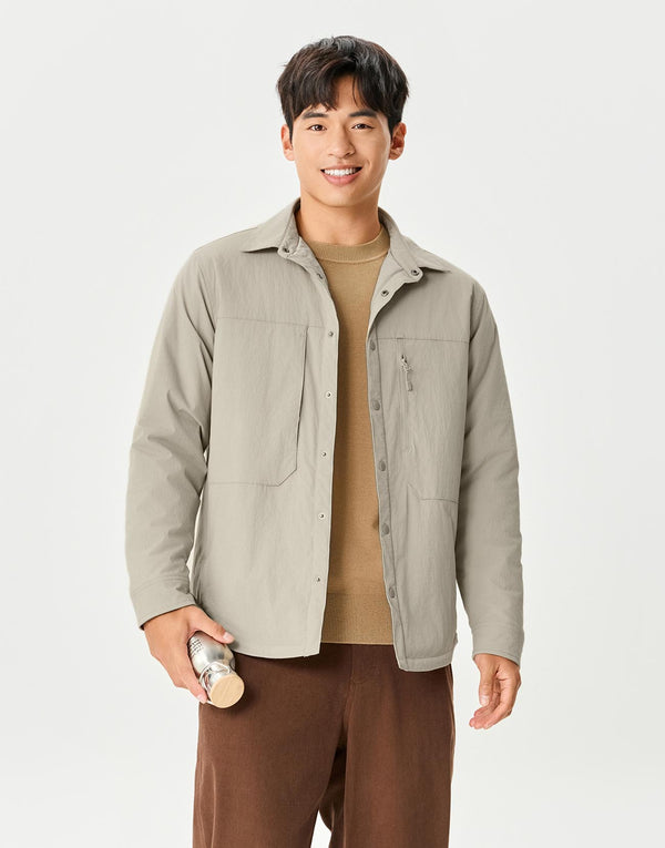 Button Up Padded Shacket Coats
