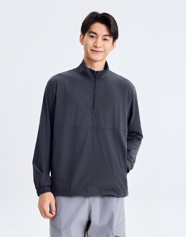 Half-Zip Stand Collar Overhead Shirt
