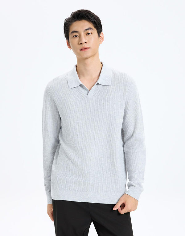 Polo Neck Long Sleeve Knitted T-Shirts