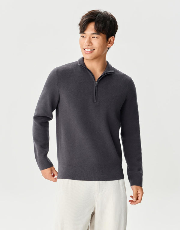 Half Zip Long Sleeve Knitted T-Shirts