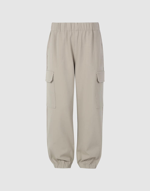 Belted Flap Pockets Cargo Jogger Pants