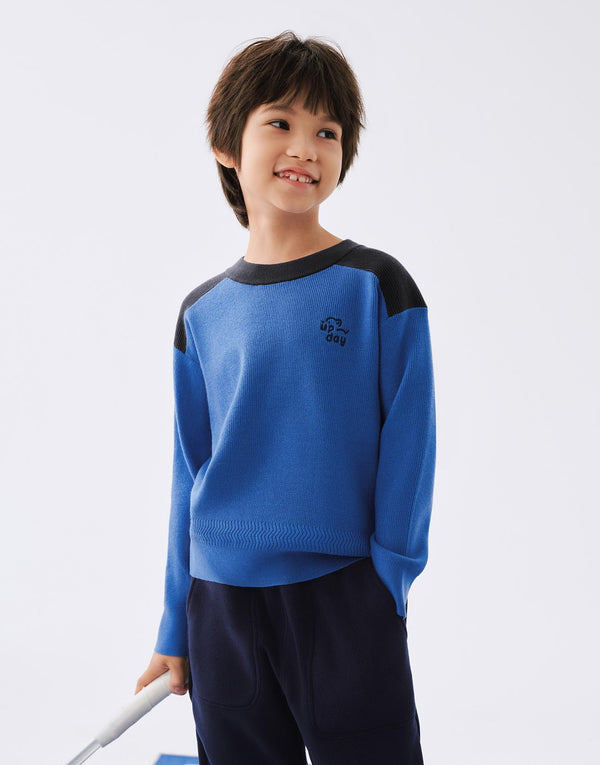 Contrast Long Sleeve Knitted T-Shirts